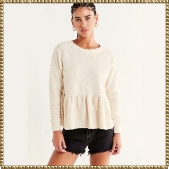 Truly Madly Deeply Sweaters - Urban Outfitters truly Madly Deeply cream Boho long sleeve babydoll sweater XS